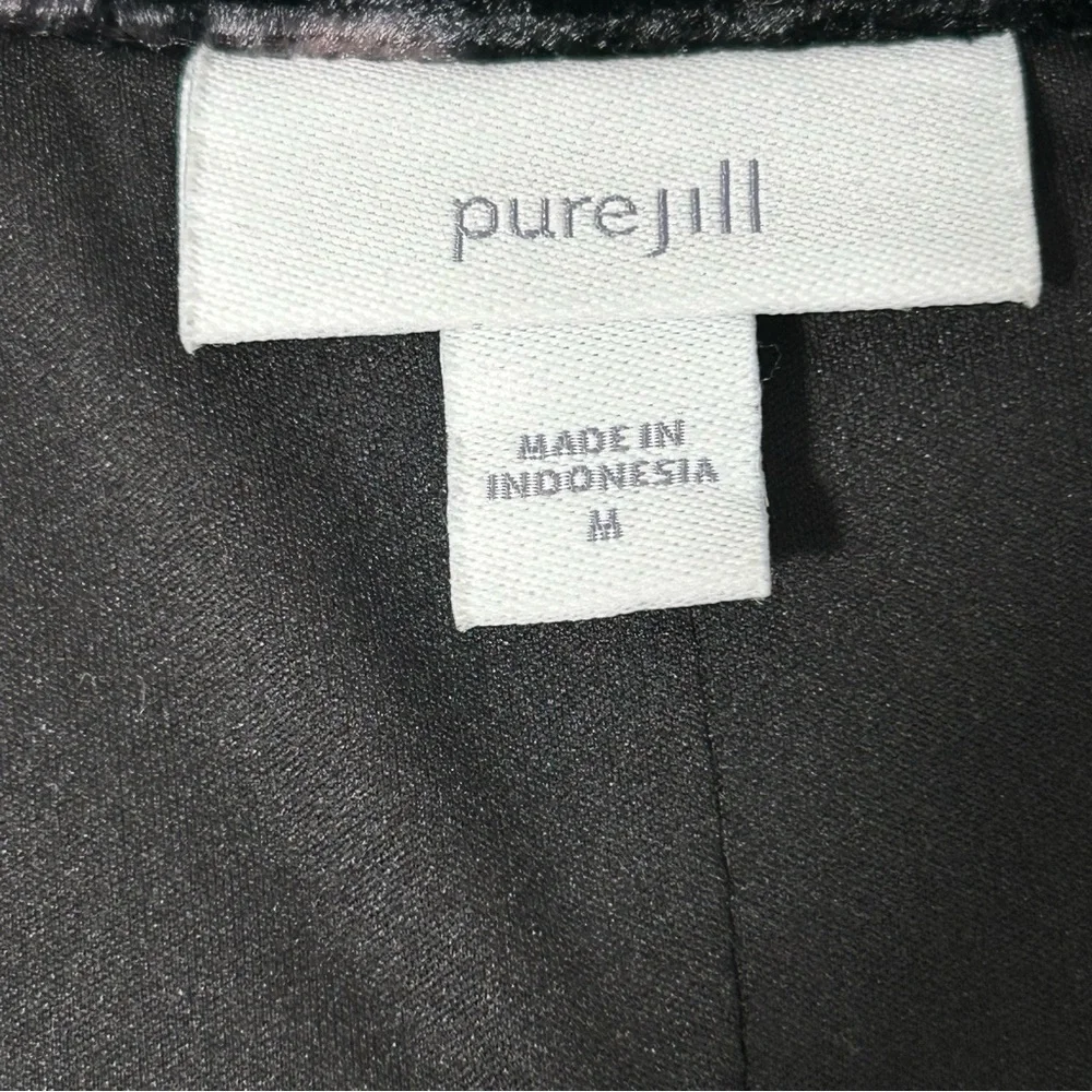Pure‎ Jill J Jill Long Cardigan Duster Womens Medium Velvet Open Striped Pockets